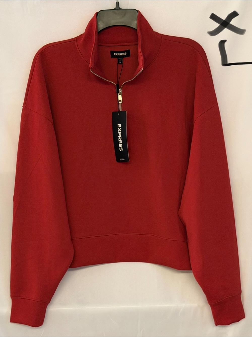 Express Red Half-Zip Cowlneck Sweater